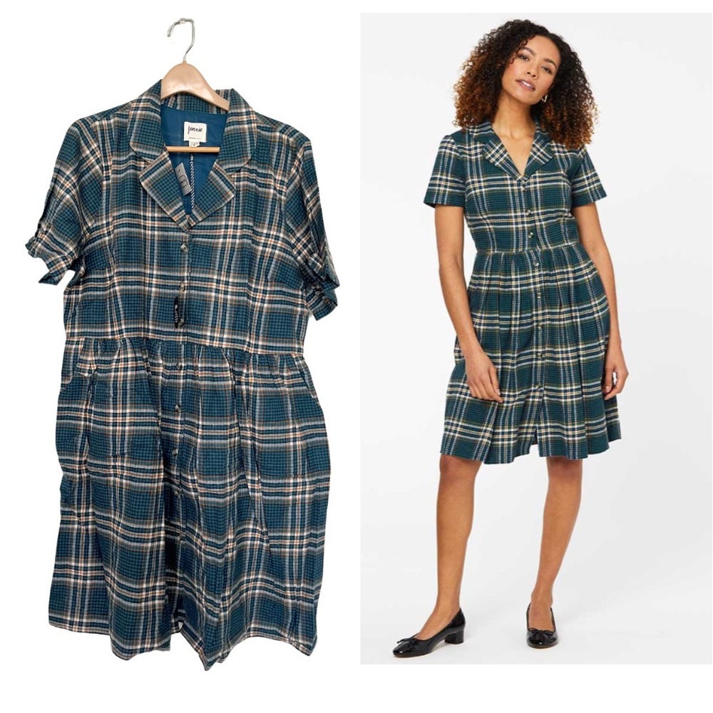 NWT Joanie Clothing Pepper Check Print Shirt Dress  // Size UK 22 US 18 2XL